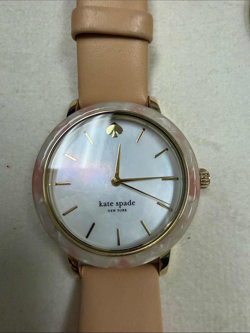 kate spade Pink Mother-of-Pearl Dial Watch with Blush Strap